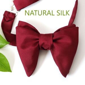 Men's Self tied Bow Tie Maroon Silk Big Butterfly‎